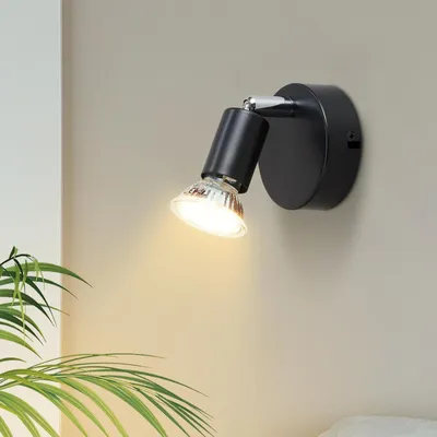 Produktbild von ZMH Wandleuchte Innen Wandlampe Modern Wandspot GU10 Schwenkbar 330° Wandbeleuchtung Wand Lampen Stoffschrim MAX.40W Metall Schwarz für flur Küche
