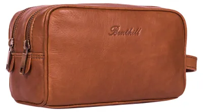 Produktbild von Benthill Kulturtasche Leder - Kosmetiktasche aus weichem hochwertigem Echtleder - Vintage Travel Beutel