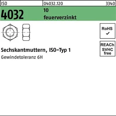 Produktbild von Sechskantmutter ISO 4032 M 22 10 feuerverzinkt