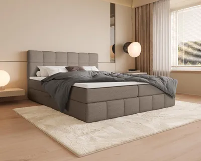 Obrázek produktu pro Manželská postel s úložným prostorem 160x200 VAFLIA - světle hnědá