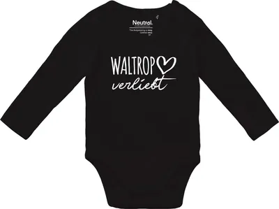 Produktbild von Huuraa Baby Body Waltrop verliebt 74 Black  Baumwolle Fairtrade Langarmbody Geschenkidee