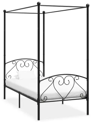 Produktbild von vidaXL Himmelbett-Gestell Schwarz Metall 90 x 200 cm