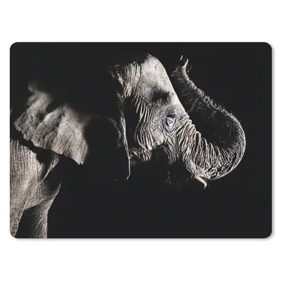 Produktbild von MuchoWow® Mauspad Mousepad Elefant - Schwarz - Tiere - Natur 40x30 cm - Mousepads - Maus Mat - Pad - Mausunterlage - Anti Rutsch