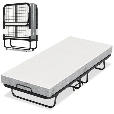 Produktbild von Peviasot Faltbares Gästebett 90x200 cm mit 13 cm Schaumstoffmatratze, Metallrahmen, Rollen, bis 200 kg
