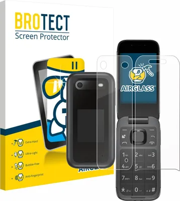 Produktbild von BROTECT Schutzglas für Nokia 2660 Flip (Display+Rückseite) Schutzfolie Panzer Folie Glas Display Schutz klar