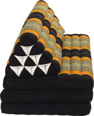 Immagine prodotto di Fine Asianliving Thai Cuscino Triangolo Cuscino 3 Cuscini XXXL Kapok 80x190x7cm Nero Arancione Thai Cuscino Materasso Meditazione Kapok 301-N04