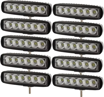 Produktbild von Greenmigo 10 Stück 18W LED Arbeitsscheinwerfer,12V 24V Zusatzscheinwerfer,Wasserdicht IP67 Scheinwerfer,Rückfahrscheinwerfer für Auto,Traktor,Offroad,PKW,KFZ
