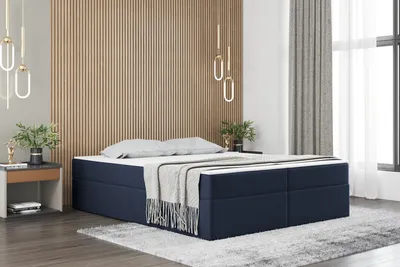 Produktbild von Kaiser Möbel Boxspringbett mit bettkasten matratze topper Ruben 140 cm x 200 cm Marineblau