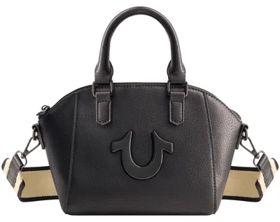 Produktbild von True Religion Women's Satchel Bag, Small Crossbody Purse Handbag with Adjustable Removable Shoulder Strap, Black, TNFB0119E-001