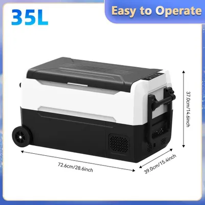 Image de Glacière électrique pour voiture avec compartiment congélation - Glacière à compresseur de 35 litres - 12V DC - Glacière portable pour camping - Idéale pour voiture, camping-car et voyages - 35 litres