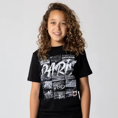 Produktbild von Offizielles PSG Kinder T-Shirt 'Ici c’est Paris' Slogan, Stadion-Fotoprint, Graffiti-Schrift