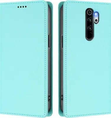 Obrázek produktu pro Kožené pouzdro pro Xiaomi Redmi Note 8 Pro, magnetické flipové pouzdro zPolyuretankůže se stojánkem Mátově zelená
