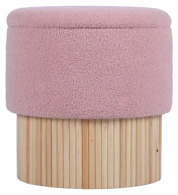 Sitzsack mit Holzgestell, rosa & natur, 39x39x41 cm