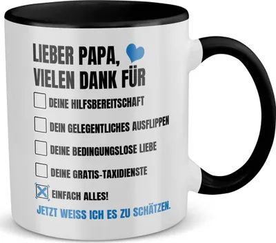 Produktbild von 22Feels Papa Geschenk Vatertag Vater Tasse Geburtstag Kaffeetasse Männer Weihnachten Haferl (Weiss-Schwarz)