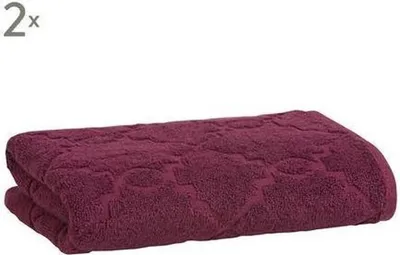 Obrázek produktu pro osušky od Eve&Parker, sada 2 ks, 50 x 100 cm, s reliéfním vzorem v barvě bordó, pro relaxaci a wellness