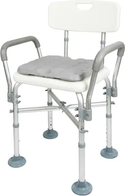Obrázok produktu pre Kúpeľňová stolička s opierkami – pomôcka do kúpeľne – bezpečné sprchovanie – robustná konštrukcia – nosnosť 150 kg – biela
