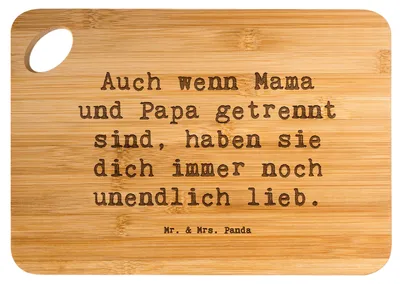Produktbild von Mr. & Mrs. Panda Frühstücksbrett Spruch Trennung von den Eltern - Transparent - Geschenk, Zuversicht, Holzbrett, Familien Liebe, Brett, positivity, Lebensmut, Vertrauem
