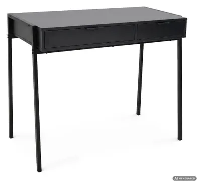 Produktbild von Computerschreibtisch im Industrial-Stil Schwarz ZENTIA 100 cm 2 Schubladen Schwarze Beine