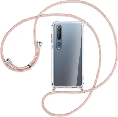 Produktbild von Handykette Backcover-Schutzhülle mit Band (Metall silberfarben) für Xiaomi Mi 10 (Pro) - roségold