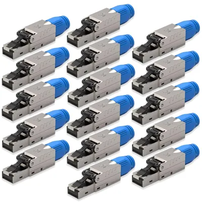 Produktbild von NEXMEX 16x Netzwerkstecker Cat 8 CAT8.1 RJ45 Stecker Werkzeuglos Metall 40Gbps