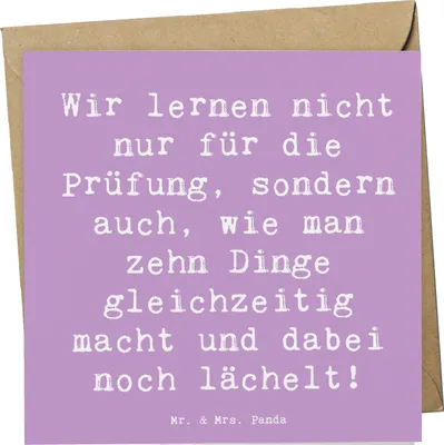 Produktbild von Mr. & Mrs. Panda Grußkarte Spruch Auszubildende Lächeln - Lavendeltraum - Geschenk, anlasskarte, Berufsliebe, Glückwunschkarte, Berufsalltag, Berufspassion, doppelkarte