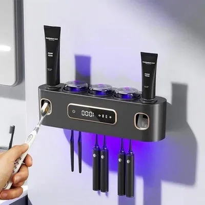 Immagine prodotto di Distributore automatico elettrico di dentifricio per grandi e piccini - 2 impostazioni di erogazione - Grigio