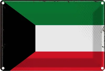 Produktbild von vianmo Blechschild 12x18 cm Kuwaits Kuwait Flagge Fahne Wappen