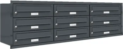 Produktbild von 9er Briefkasten Anlage Unterputz Montage RAL 7016 Anthrazit