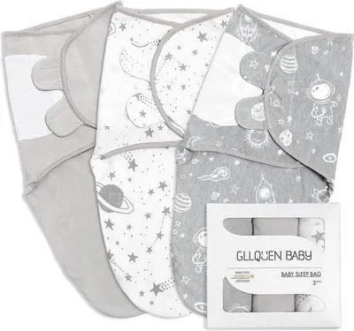 Image de Gigoteuse Swaddles pour nouveau-nés de 0 à 3 mois, 100 % Coton, e Oeko-Tex®, gigoteuse pour bébés, unisexe, lot de 3 gigoteuses (gris)