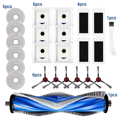 Produktbild von Zubehör-Set für Ecovacs Deebot T30 Omni / T30 Pro Omni Saugroboter, 1 Hauptbürste, 4 HEPA-Filter, 6 Wischtücher, 6 Staubbeutel, 6 Seitenbürsten