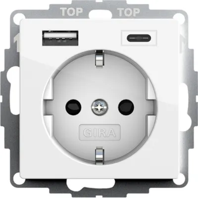 Produktbild von GIRA Steckdose SCHUKO 245903 2f. System 55 reinweiß