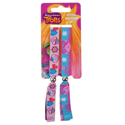 Immagine prodotto di Trolls - Set di braccialetti in tessuto 2-pack festival NS5716 (taglia unica) (rosa/blu)