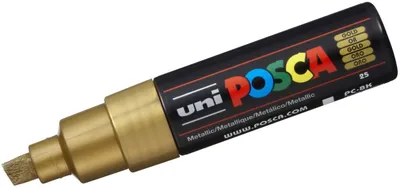 Obrázok produktu pre POSCA PC-8K, Zlato, Viacfarebný, 1 farba/farieb, atrament s vodným základom, Hrot dláta, Kolo