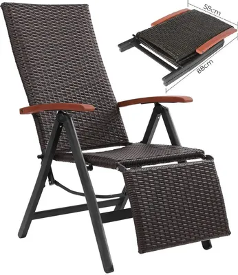 Image de Chaises de jardin - Chaises de jardin réglables - Fauteuil de jardin réglable - Marron - Rotin