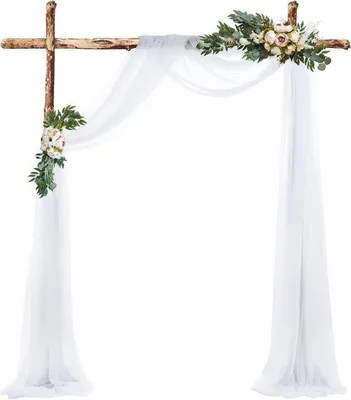 Image de Voile en mousseline blanche pour arche de mariage - Voiles décoratifs pour arche de mariage - Fête prénatale - Fête - Cérémonie - 75 x 600 cm