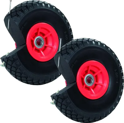 Produktbild von 2x Sackkarrenrad PolyurethanRad 260x85 mm 3.00-4 60 mm versetze Nabe Ø 20 mm rot Vollgummi Bollerwagen