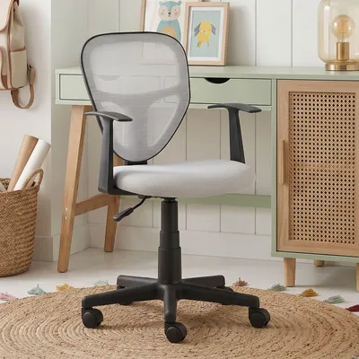 Produktbild von Schreibtischstuhl Kinder STUDIO-1 höhenverstellbar, Hellgrau - Bürostuhl für Kinderzimmer ergonomisch, drehbar mit Armlehnen, atmungsaktiver Meshbezug [max. Belastbarkeit 100 kg]