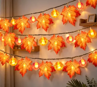 Produktbild von Lichterkette Herbst, 6M 40LED, Lichterkette Warmweiß,Lichtervorhang Lichterkette