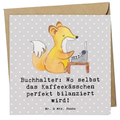 Produktbild von Mr. & Mrs. Panda doppelkarte Buchhalter Balance - Grau Pastell - Geschenk, anlasskarte, Detail, Beruf, Buchhaltung, Finanzen, Berufsliebe, Grußkarte, Glückwunschkarte