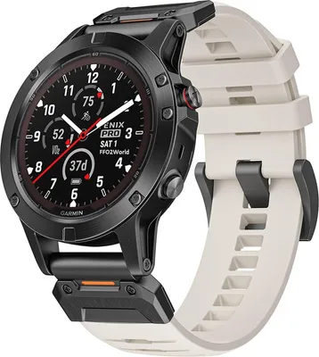 Produktbild von FFO2World Fluorkautschuk-Armband 26 mm – Kompatibel mit Garmin Fenix 5X/6X/7X/8 (51 mm) und Enduro 1/2/3 – QuickFit Uhrenarmband – Sternenlicht