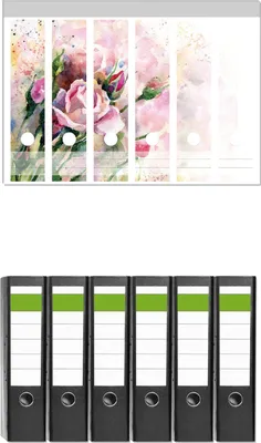 Produktbild von Wallario 6 Stück breite Ordner inkl. Klebeetiketten mit Motive Abstraktes Blumenbuket -  Set mit Rückenschildern / Ordnerrücken Stickern