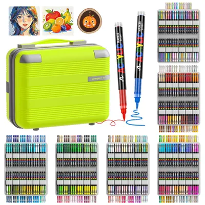 Acrylmarker-Set 408 Farben, 1–5 mm Spitze, wasserfest