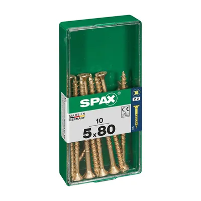 Image de Boîte 10 Unités. Vis A Bois Spax Cab. Plat Yellox 5,0x80mm Spax