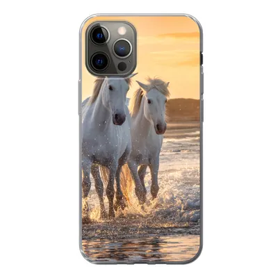 Produktbild von MuchoWow® Handyhülle Schutzhülle Hülle für iPhone 13 Pro Pferde - Wasser - Strand - Tiere Silikon Softcase Handy Hülle - Handy-Tasche