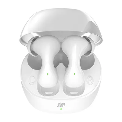 Imagen del producto de Blue Star, auriculares inalámbricos intraaurales, resistentes al agua (IPX4), con estuche de carga, color blanco