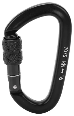 Zdjęcie produktu dla Karabińczyk śrubowy 16KN ze stopu aluminium, hak DRing-Clip do wspinaczki, turystyki pieszej (nr 9 czarny)