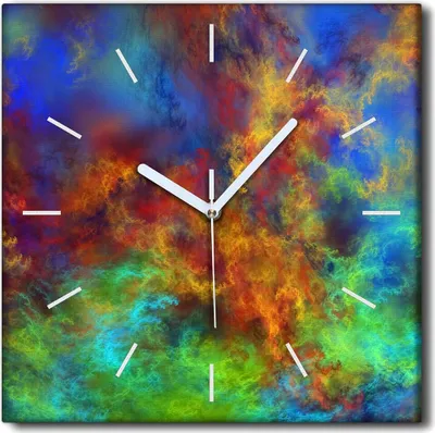 Produktbild von Coloray Uhr auf Leinwand 30x30 cm Wand Uhr Dekoration Wohnzimmer Segeltuch weiße Zeiger -Abstraktion Kunstkunst