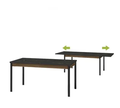 Produktbild von Esstisch PRESTON, Ausziehbarer Esszimmertisch 160-240 cm, Küchentisch mit Erweiterungsfunktion, Moderner Tisch, Warmia Nussbaum und Schwarz
