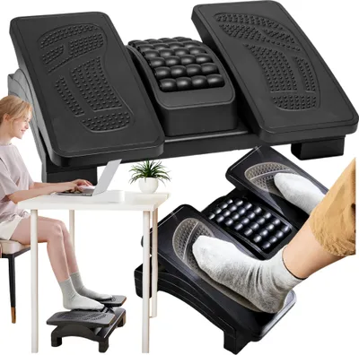 Image de Repose-pieds de bureau ergonomique Becke avec réglage indépendant, pour le bureau à domicile