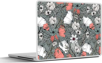 Produktbild von MuchoWow® Laptop Aufkleber Sticker Cover Mohn - Skizze - Vintage 32.5x23.5 cm - Sticker für Laptop - Selbstklebend